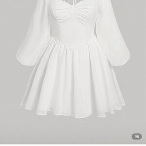 Elegant White Dress with Puff Sleeves